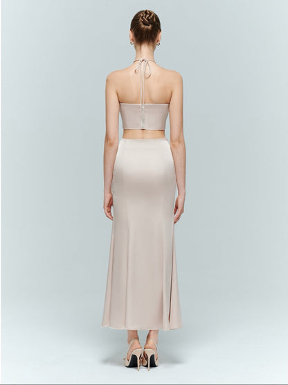 Artel Retro | Mesh Halter Top + Mesh Mermaid Skirt (Pink)