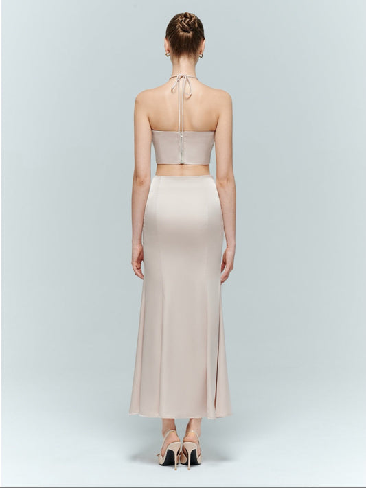 Artel Retro | Mesh Halter Top + Mesh Mermaid Skirt (Pink)