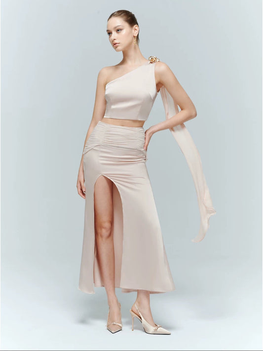 Artel Retro | Mesh Halter Top + Mesh Mermaid Skirt (Pink)