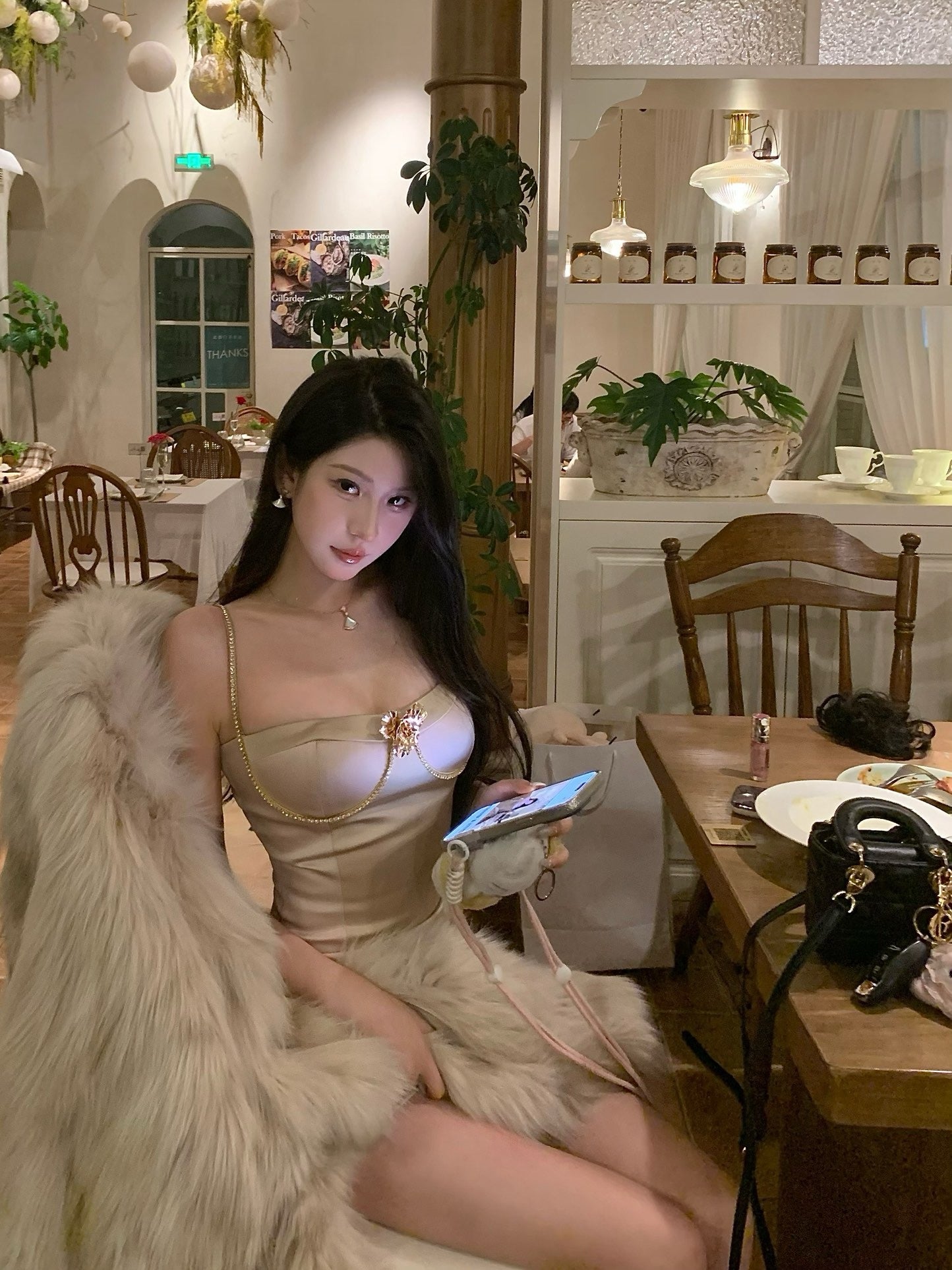 Artel Retro | Diamond Chain Spaghetti Strap Dress (Pink)