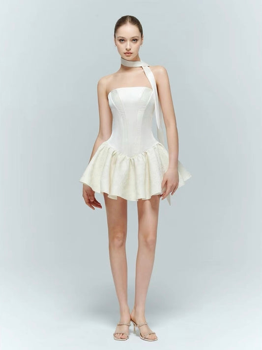 Artel Retro | Jacquard Corset Dress (Beige)