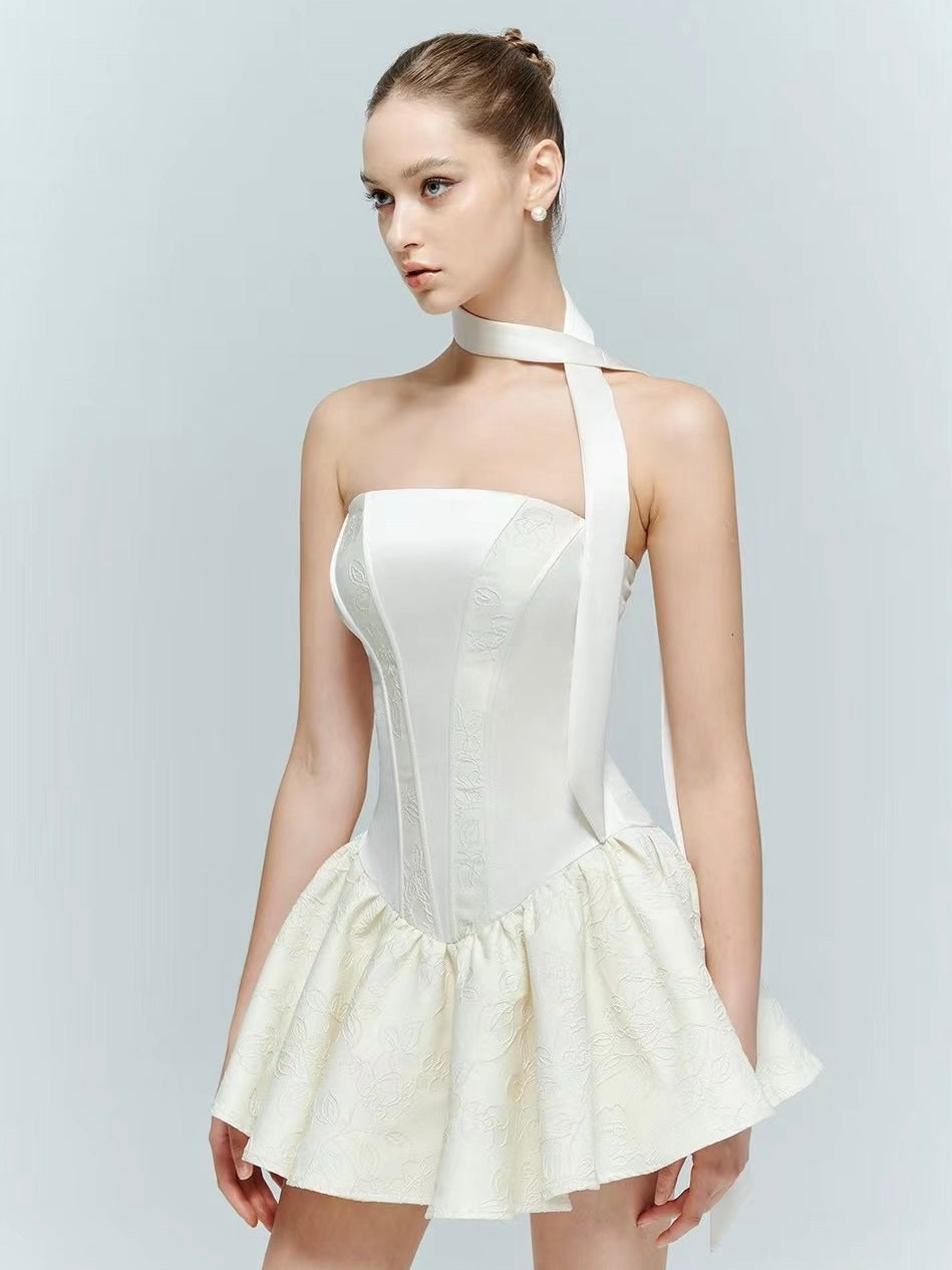 Artel Retro | Jacquard Corset Dress (Beige)