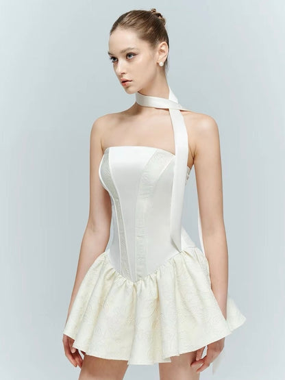 Artel Retro | Jacquard Corset Dress (Beige)