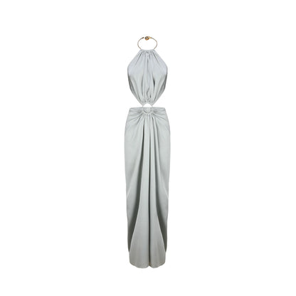 XENASERA | Metal Ring Backless Evening Dress (Silver)