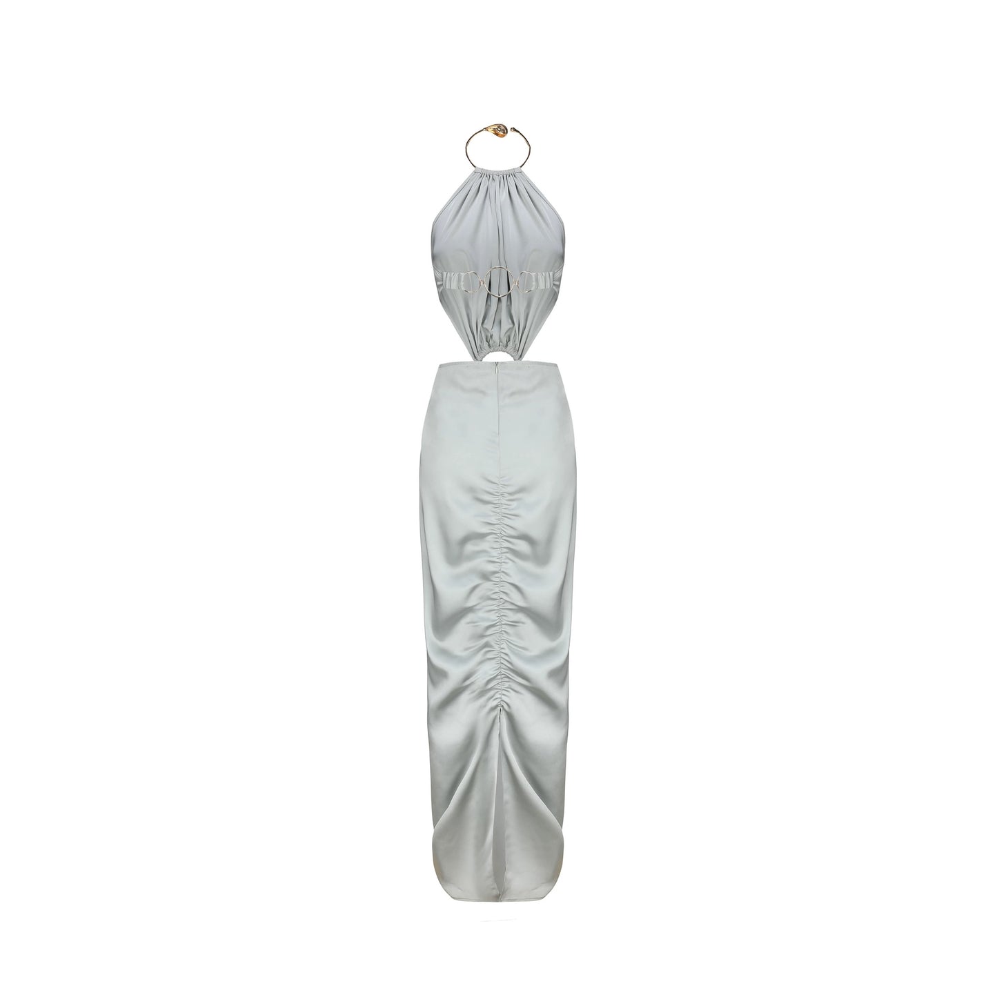 XENASERA | Metal Ring Backless Evening Dress (Silver)