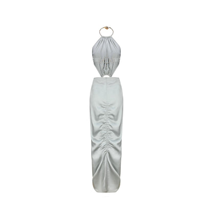 XENASERA | Metal Ring Backless Evening Dress (Silver)