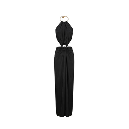 XENASERA | Metal Ring Backless Evening Dress (Black)