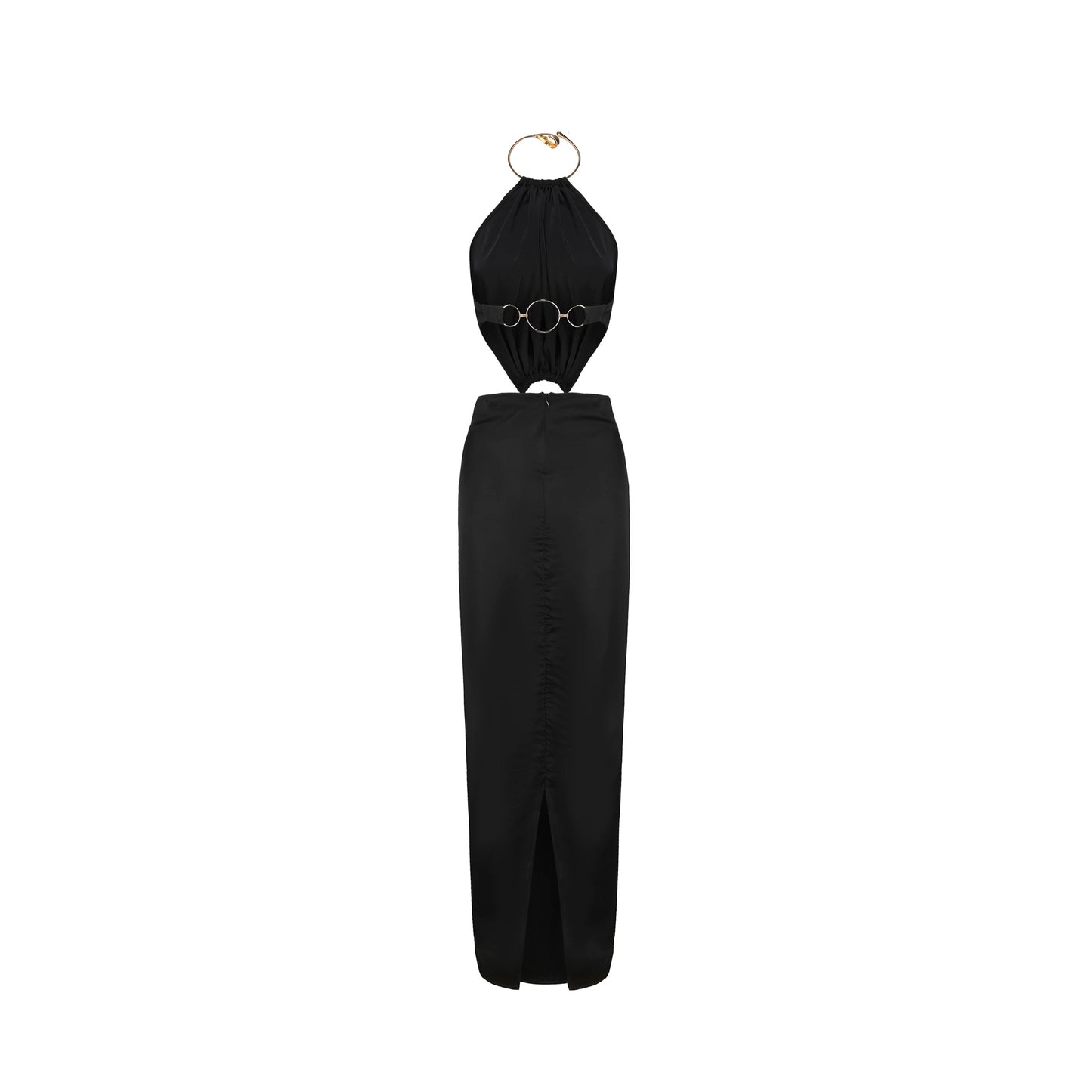 XENASERA | Metal Ring Backless Evening Dress (Black)