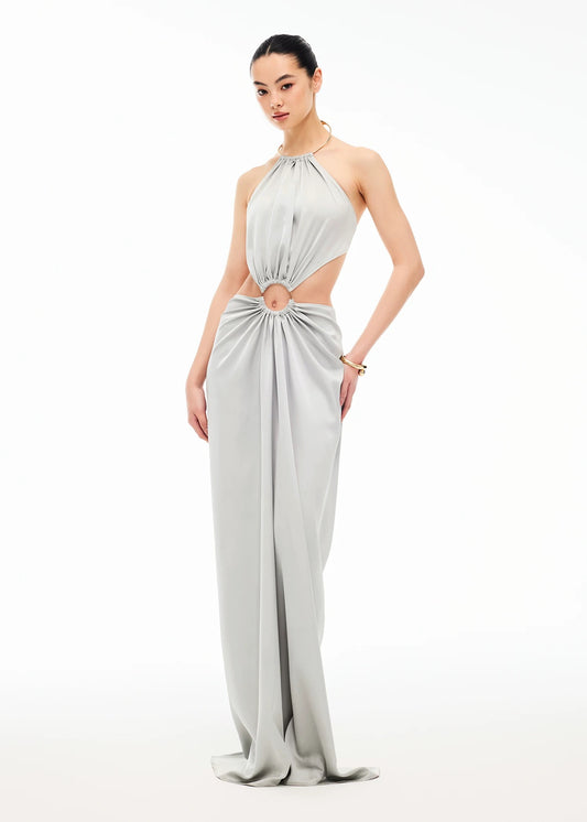 XENASERA | Metal Ring Backless Evening Dress (Silver)