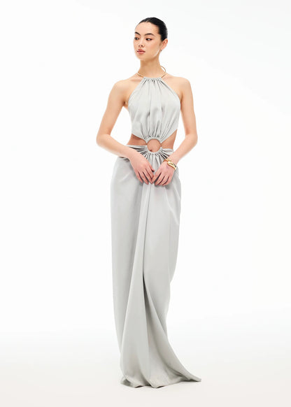 XENASERA | Metal Ring Backless Evening Dress (Silver)