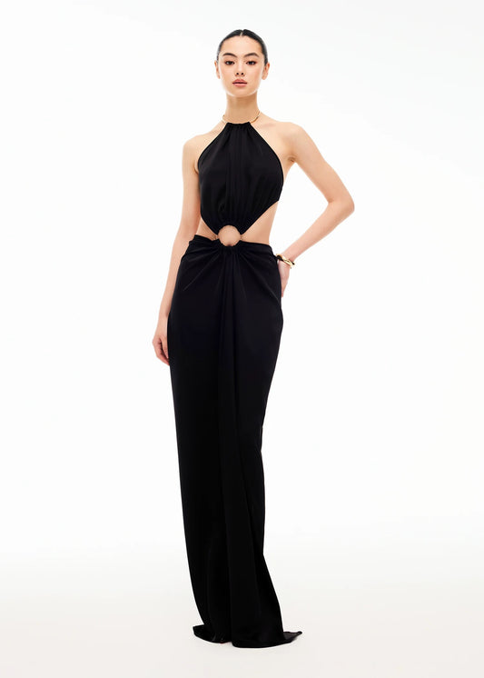 XENASERA | Metal Ring Backless Evening Dress (Black)