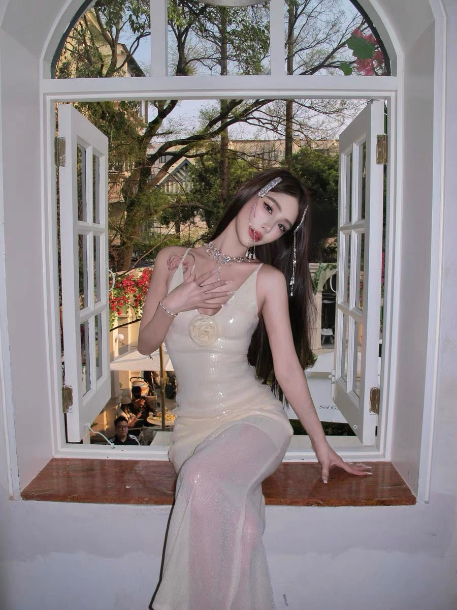 XENASERA | Sequined Maxi Dress (Yellow)