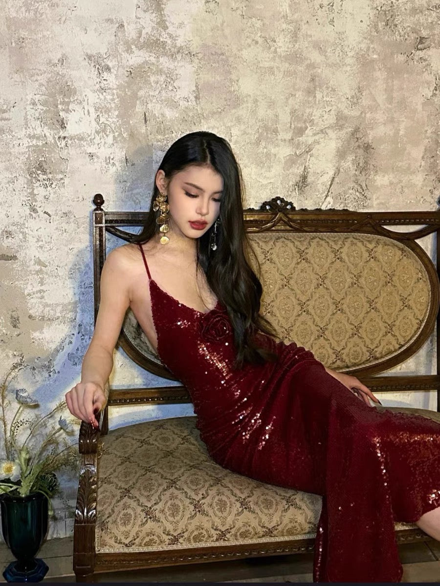 XENASERA | Sequined Maxi Dress (Red)