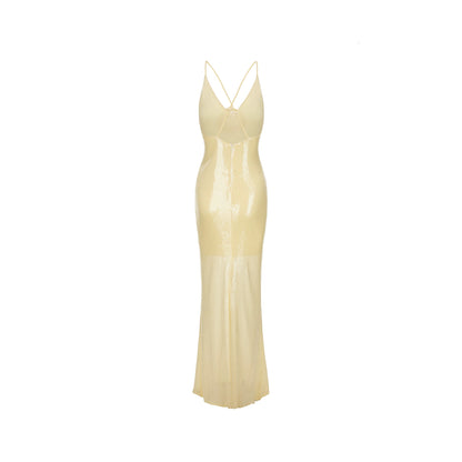 XENASERA | Sequined Maxi Dress (Yellow)