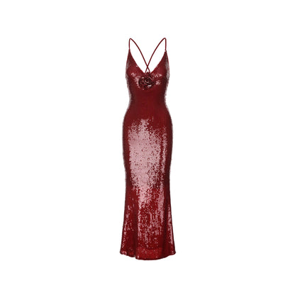 XENASERA | Sequined Maxi Dress (Red)