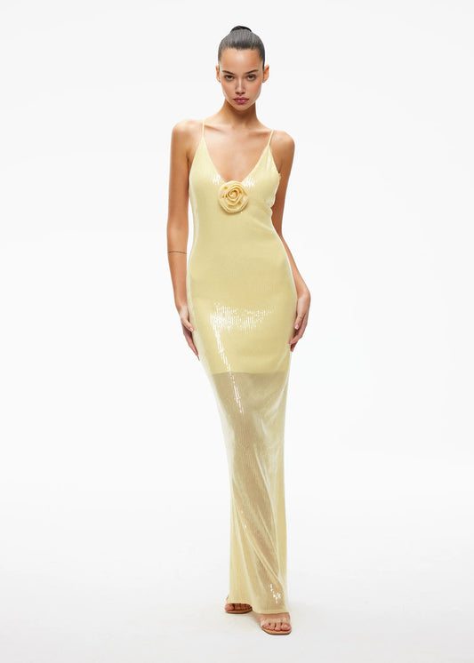 XENASERA | Sequined Maxi Dress (Yellow)