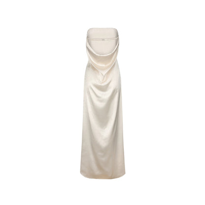 XENASERA | Rhinestone-Embellished Satin Strapless Backless Dress