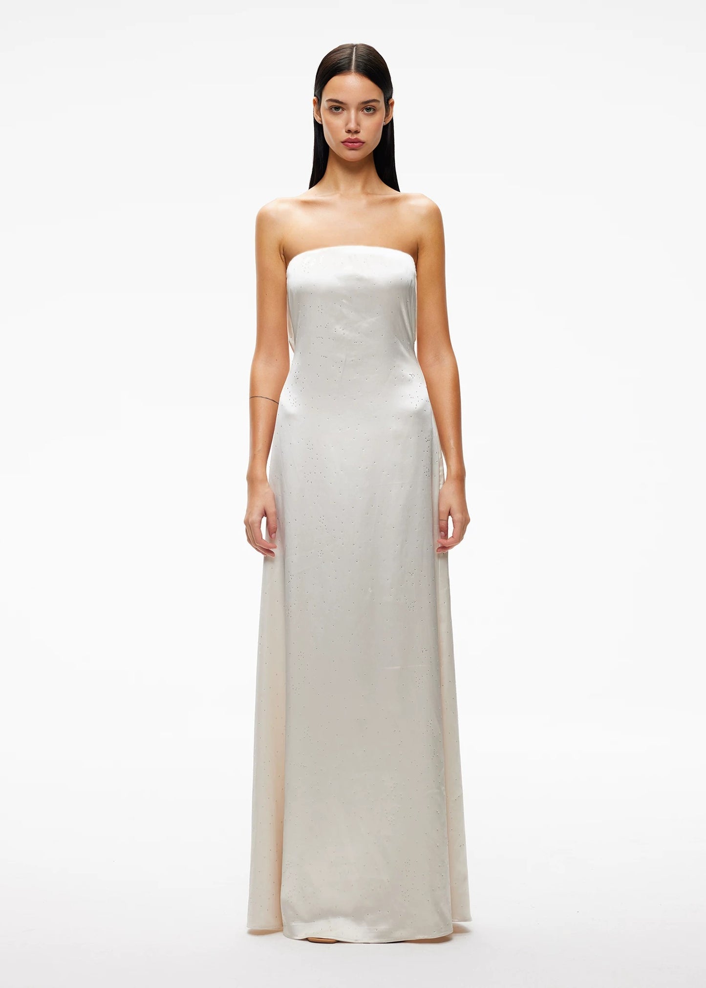 XENASERA | Rhinestone-Embellished Satin Strapless Backless Dress