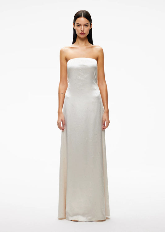 XENASERA | Rhinestone-Embellished Satin Strapless Backless Dress