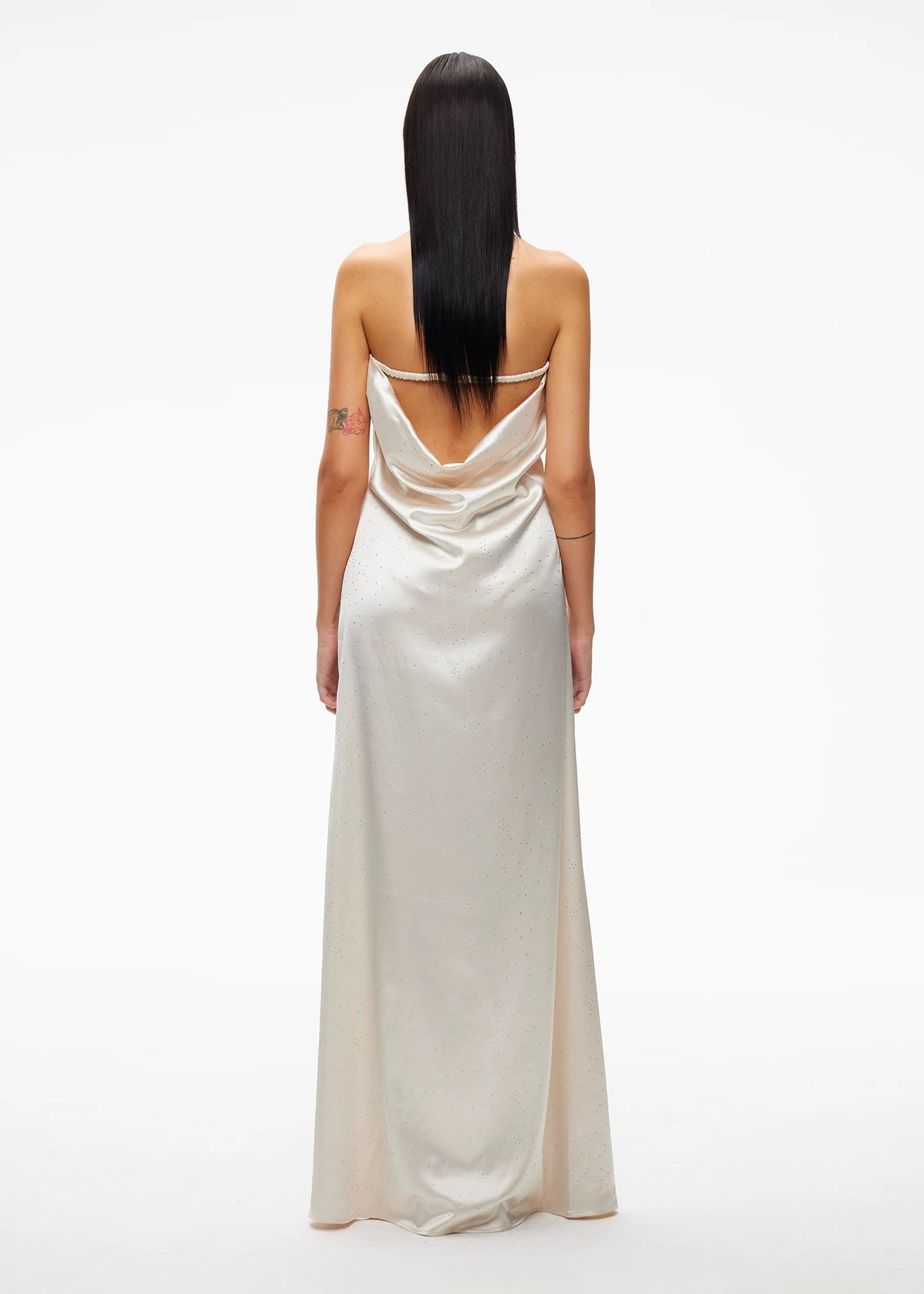XENASERA | Rhinestone-Embellished Satin Strapless Backless Dress
