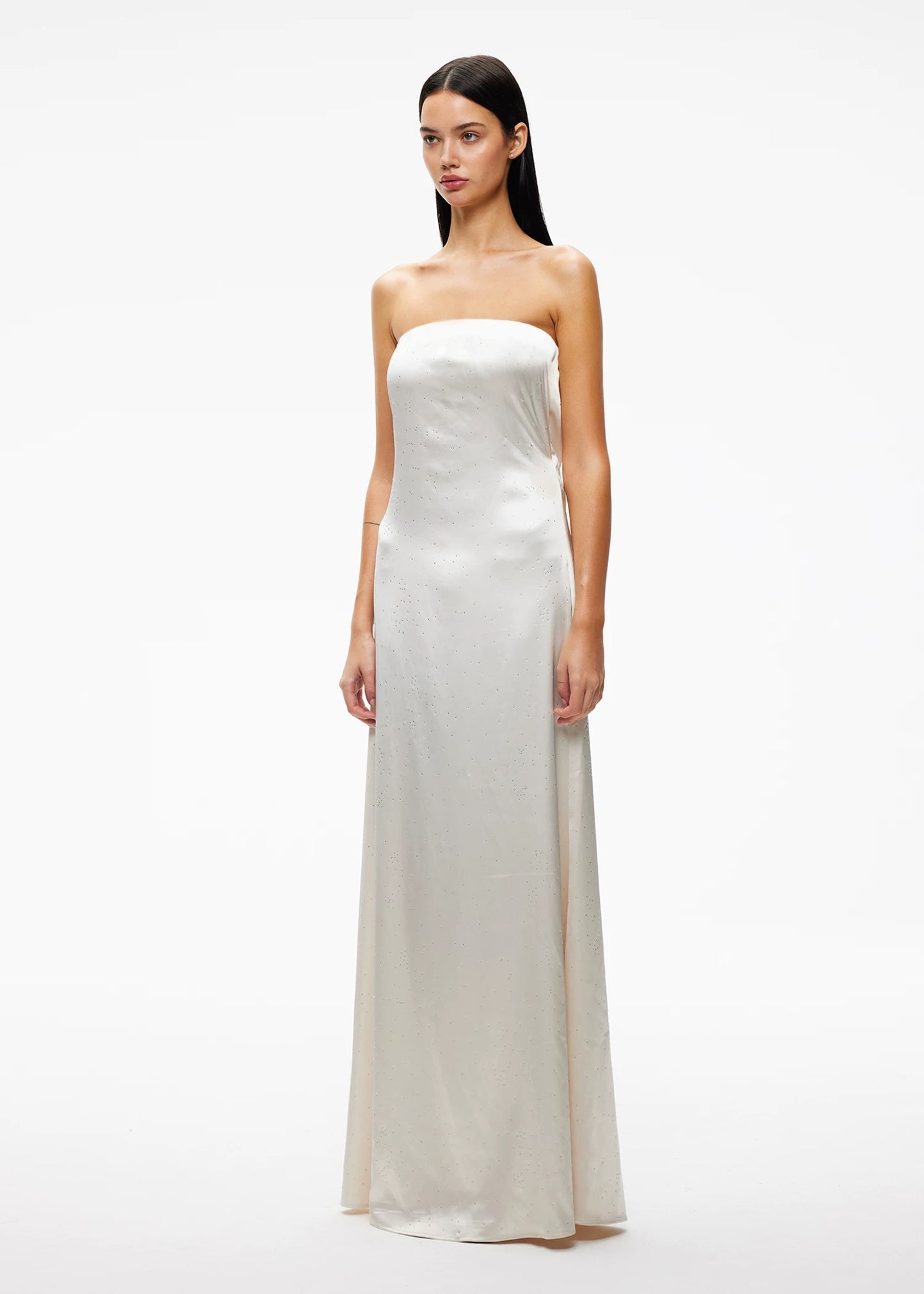 XENASERA | Rhinestone-Embellished Satin Strapless Backless Dress