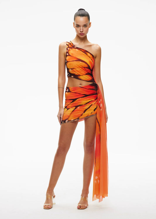 XENASERA | Danaus Genutia Wing Mini Dress (Orange)