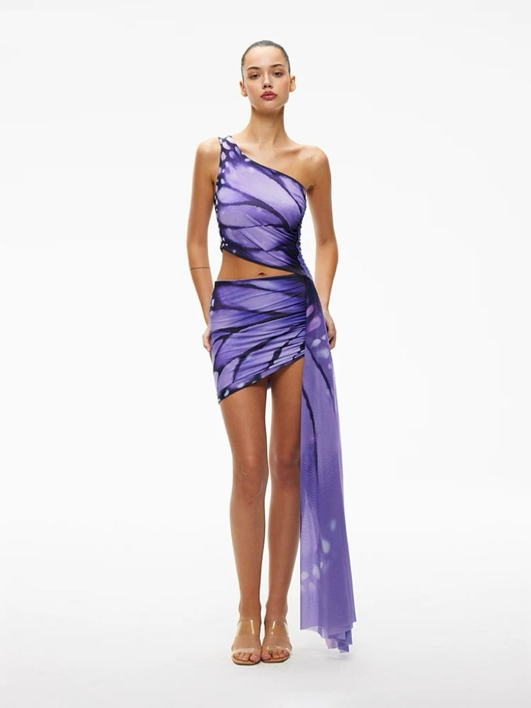 XENASERA | Asterope Pechueli Wing Mini Dress (Purple)