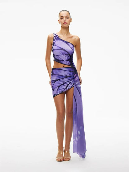 XENASERA | Asterope Pechueli Wing Mini Dress (Purple)