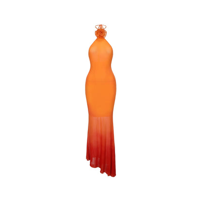 XENASERA | Ombre Halter Neck Backless Dress (Orange)