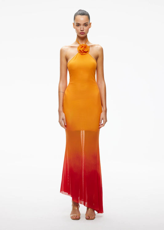XENASERA | Ombre Halter Neck Backless Dress (Orange)