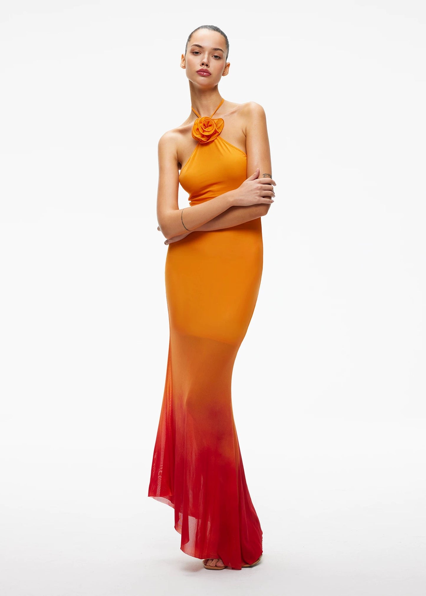 XENASERA | Ombre Halter Neck Backless Dress (Orange)