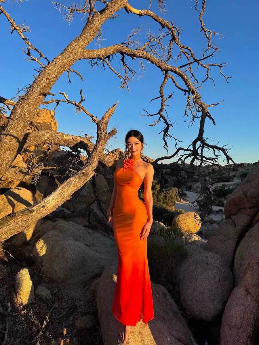XENASERA | Ombre Halter Neck Backless Dress (Orange)