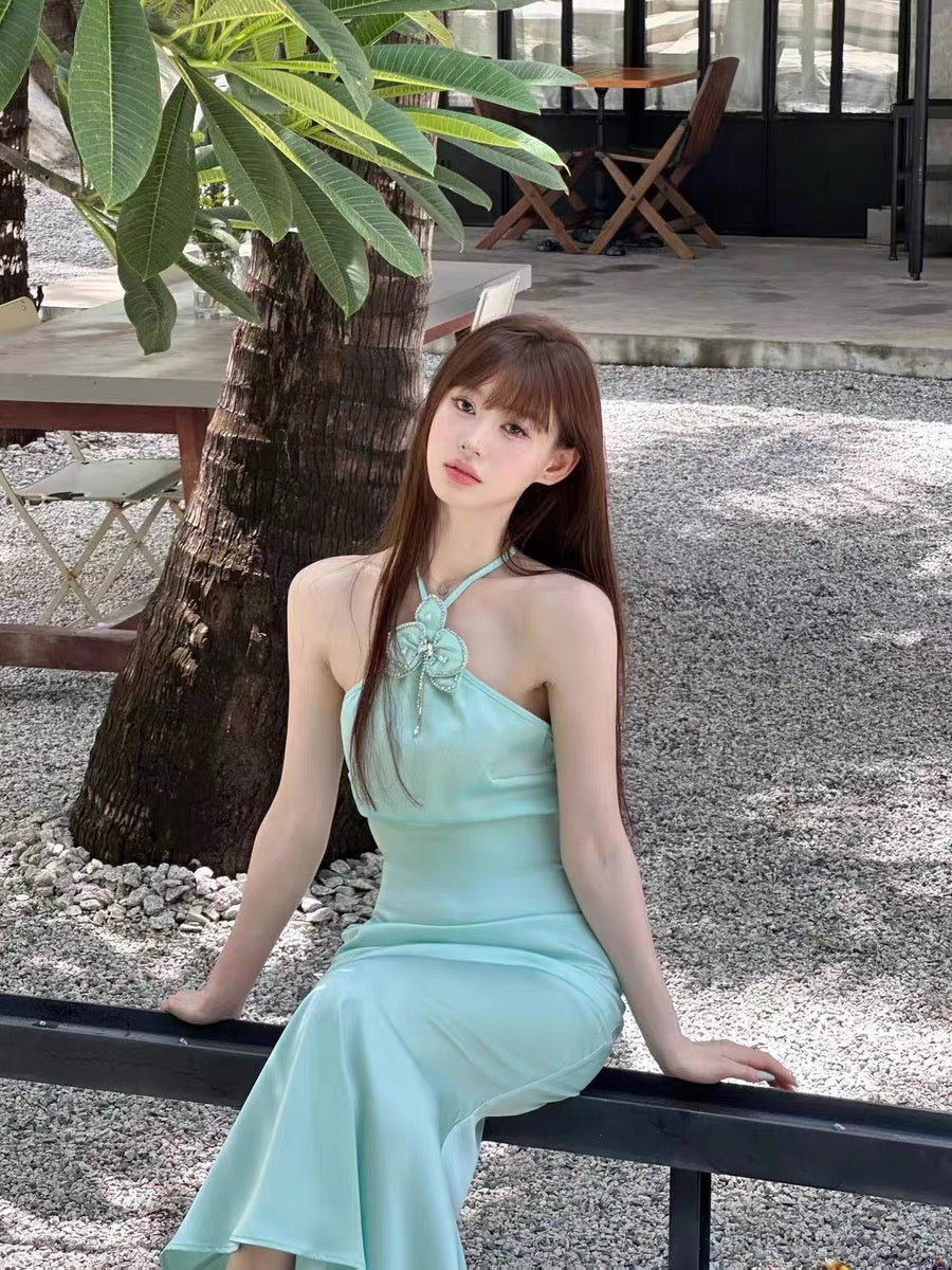 XENASERA | Halter Neck Backless Dress (Blue)