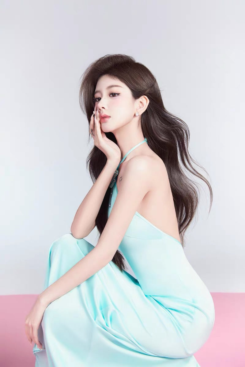 XENASERA | Halter Neck Backless Dress (Blue)