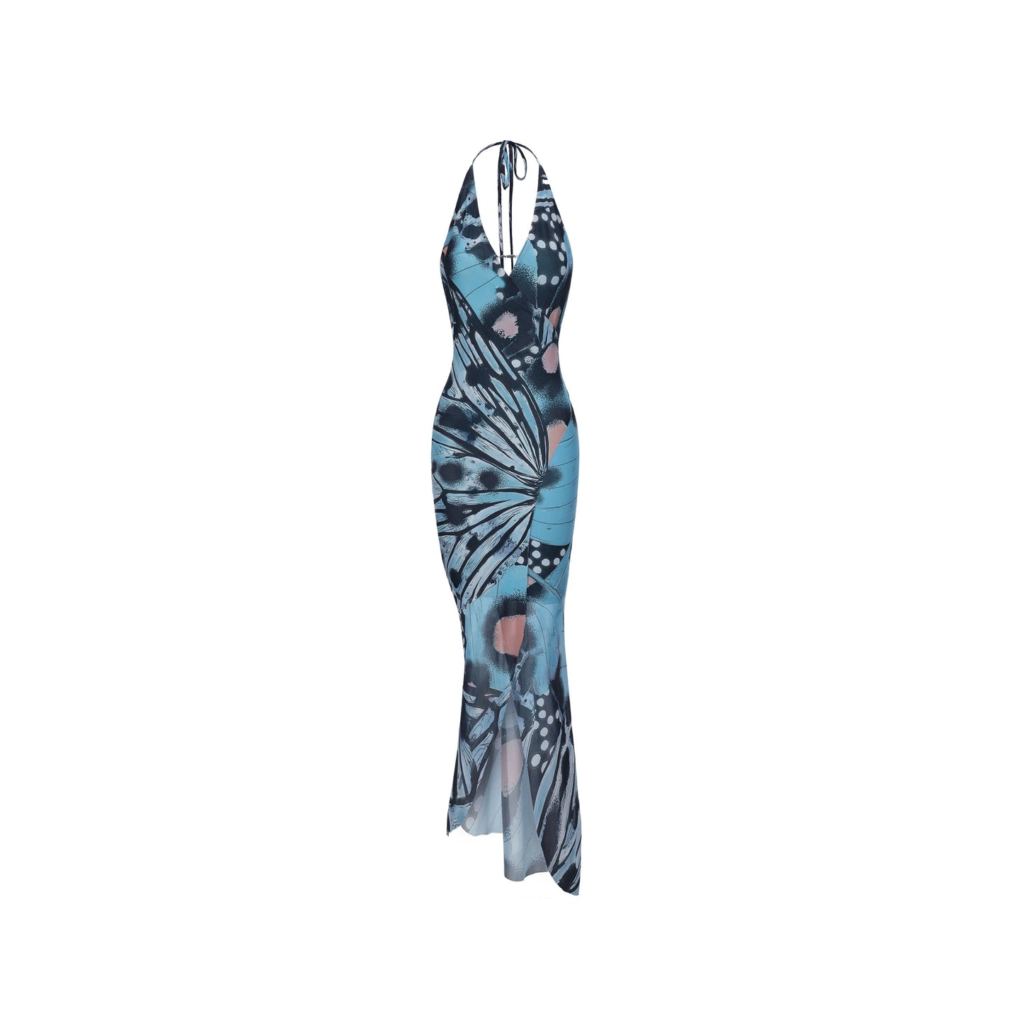 XENASERA | V-Neck Printed Halter Neck Dress