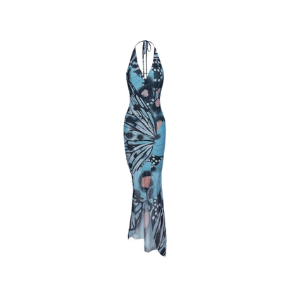 XENASERA | V-Neck Printed Halter Neck Dress