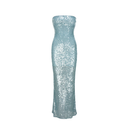 XENASERA | Teal Sequined Mermaid Dress