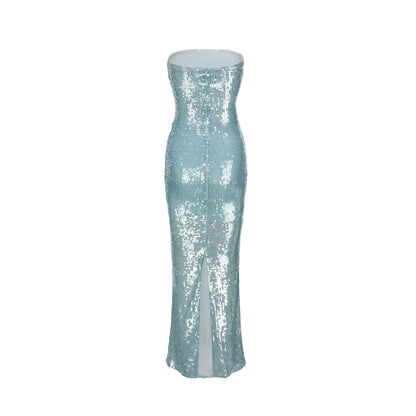 XENASERA | Teal Sequined Mermaid Dress