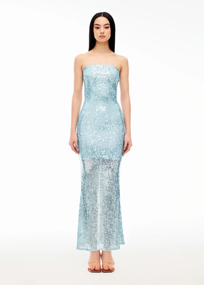 XENASERA | Teal Sequined Mermaid Dress