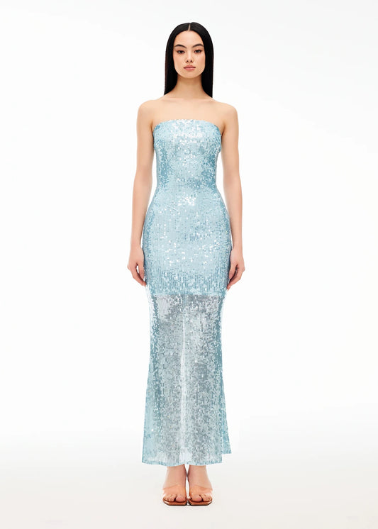 XENASERA | Teal Sequined Mermaid Dress
