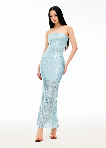 XENASERA | Teal Sequined Mermaid Dress