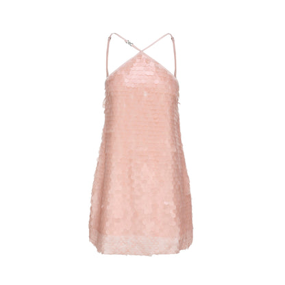 XENASERA | Halter Neck Sequined Mini Dress (Pink)