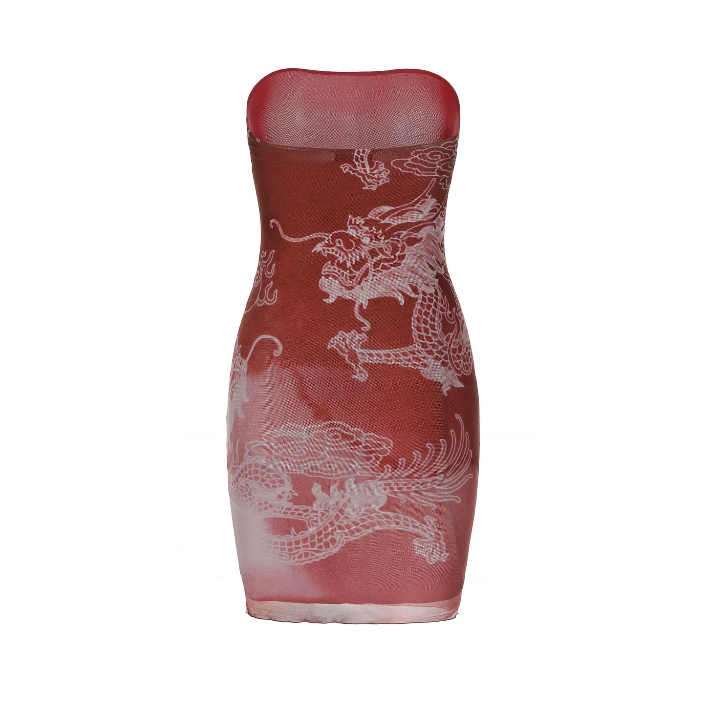 XENASERA | Chinese Style Dragon Print Strapless Mini Dress