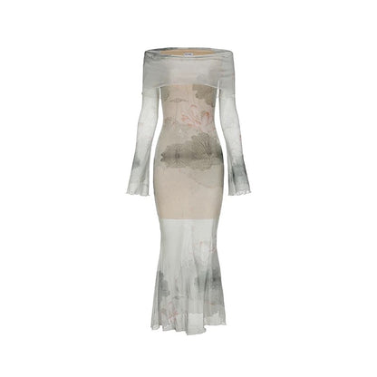 XENASERA | Moonlight Lotus Off-Shoulder Maxi Dress