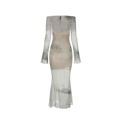 XENASERA | Moonlight Lotus Off-Shoulder Maxi Dress