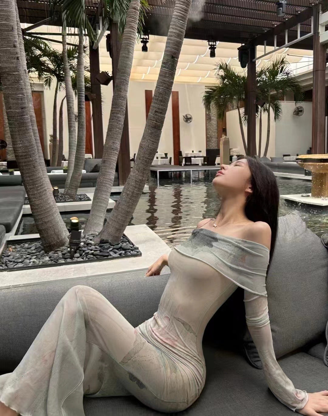 XENASERA | Moonlight Lotus Off-Shoulder Maxi Dress