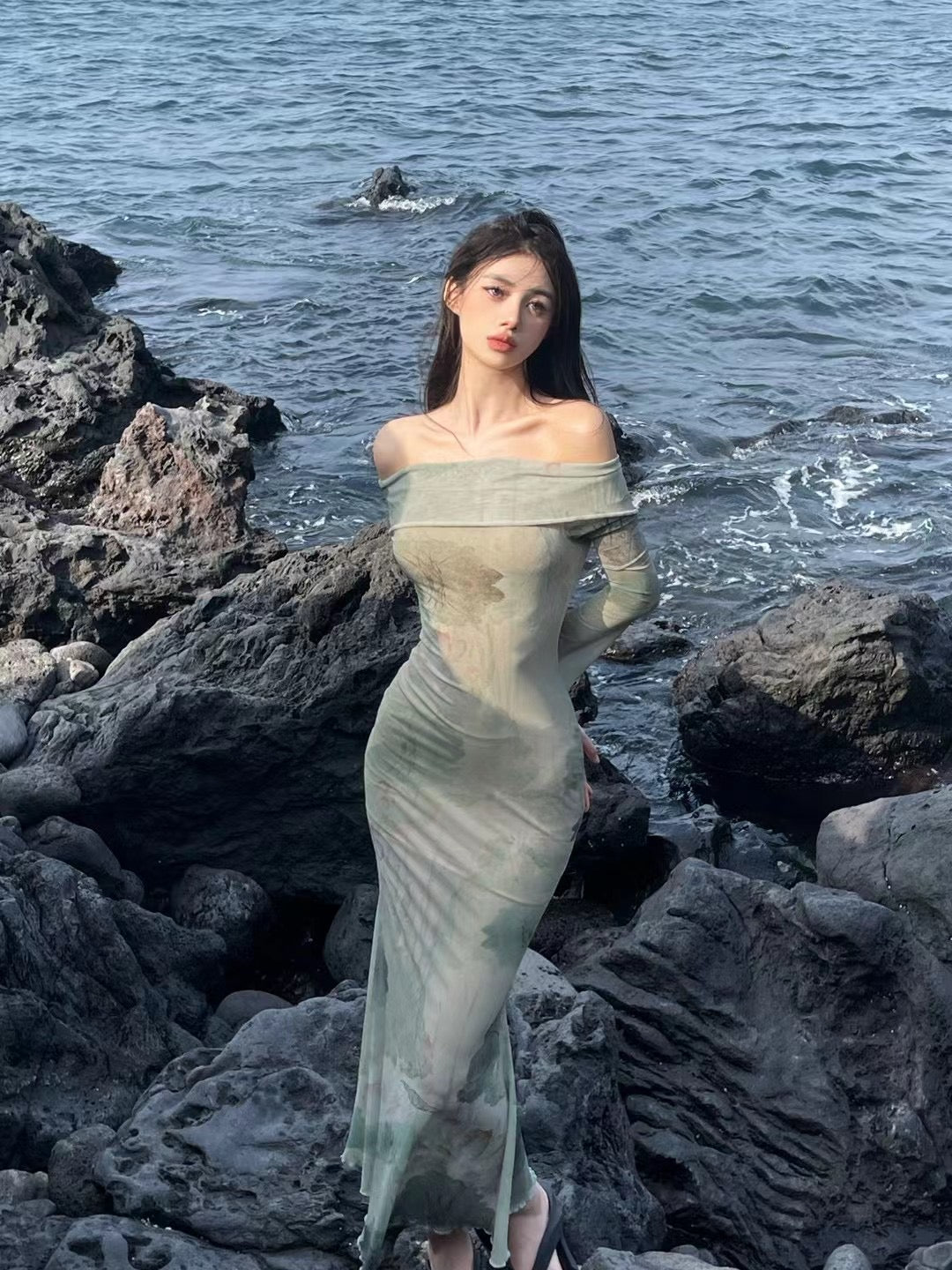 XENASERA | Moonlight Lotus Off-Shoulder Maxi Dress
