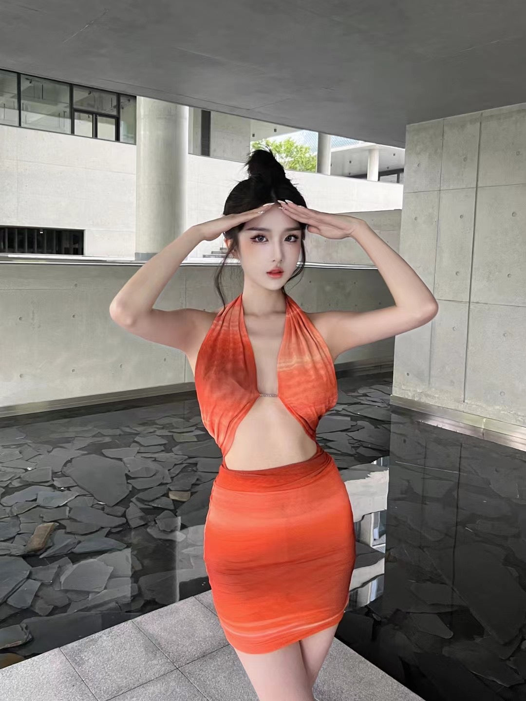 XENASERA | California Sunset Print Multi-Way Backless Mini Dress