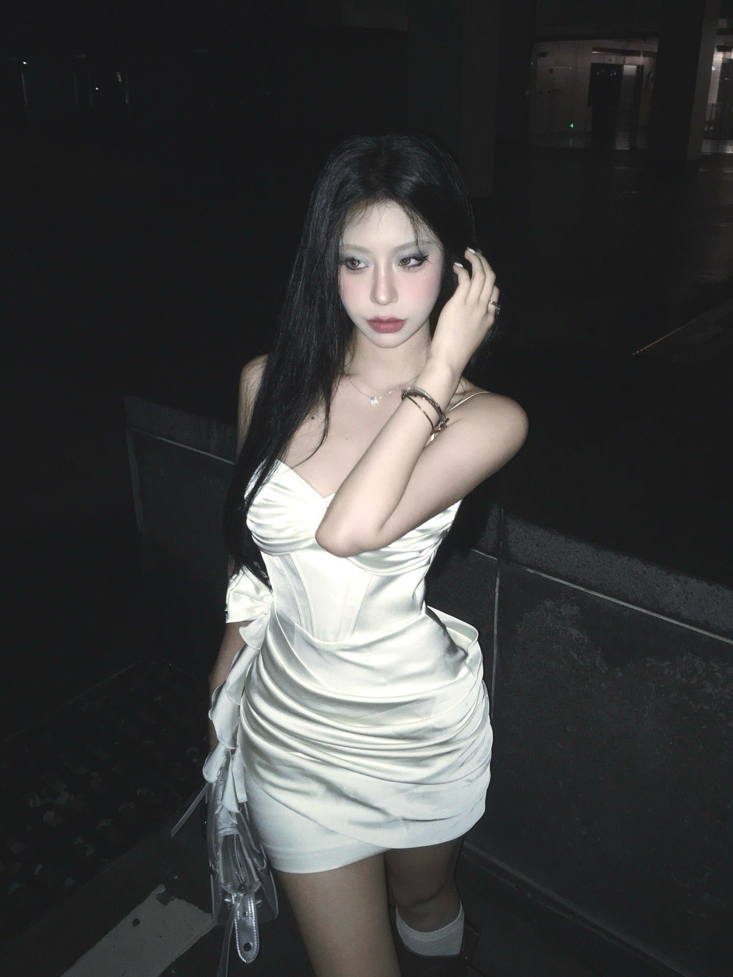KINGWEN | White Bodycon Satin Dress