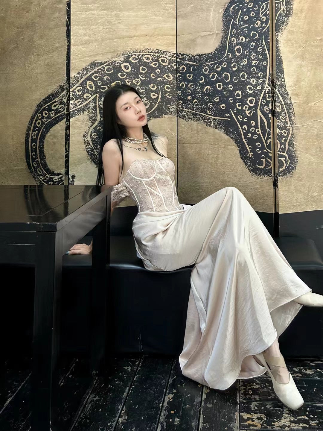 CROW CREW | Lace Corset Dress (Rose Gold)